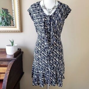 Saloni Katie Silk Ruffle Mini Dress Cap Sleeve Belt Pockets V-Neck Size 6